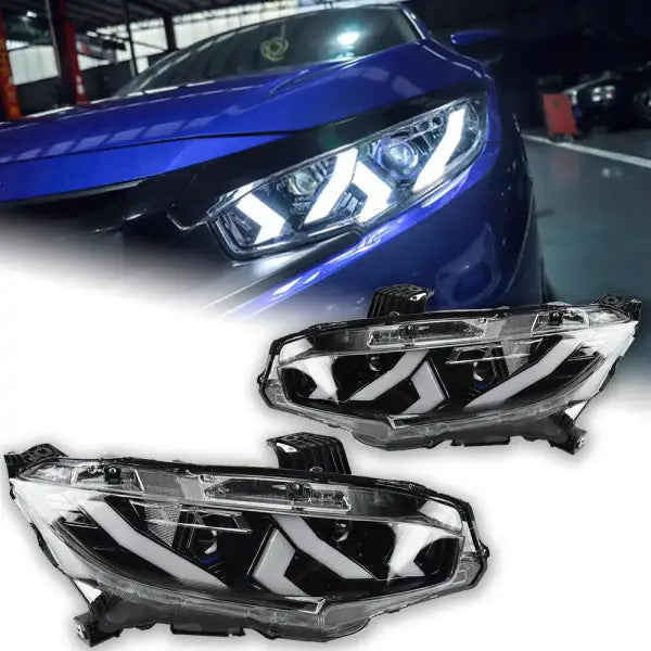 Car Lights for Honda Civic LED Headlight Projector Lens 2017-2020 Civic X Head Lamp DRL Animation Automotive