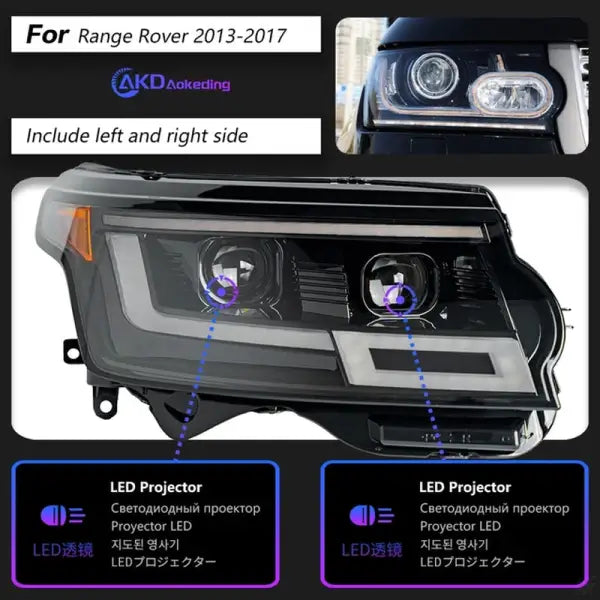 Car Lights for Range Rover LED Headlight Projector Lens 2014-2017 Land Rover Head Lamp DRL Dynamic Signal