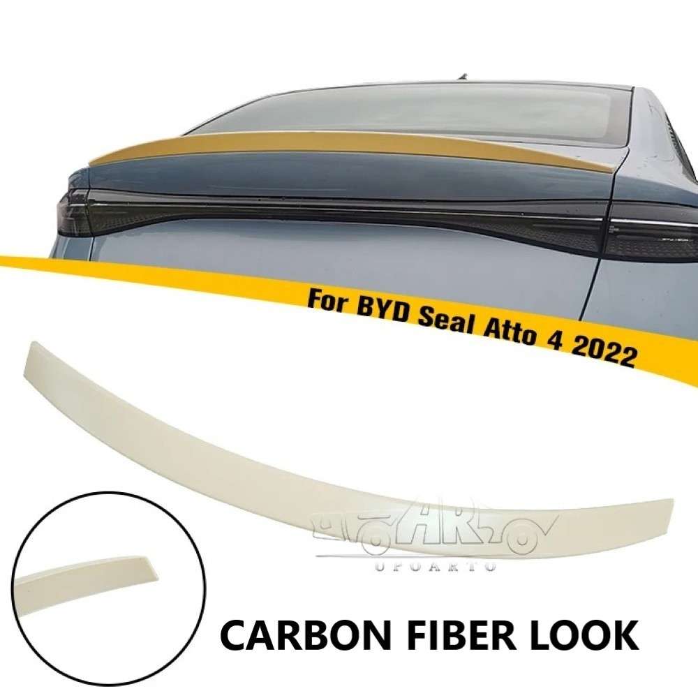 Car Craft Compatible With Byd Seal Atto 4 2022+ Rear Trunk Wing Boot Spoiler Lip Splitter Skirt Ar-byd-004 Cf Carbon Fiber Look - CAR CRAFT INDIA