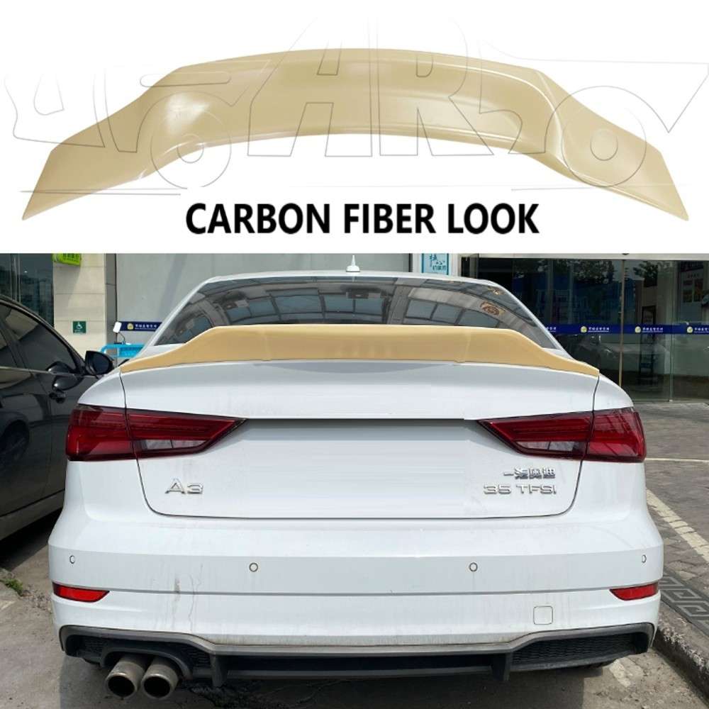 Car Craft Compatible With Audi A3 2014-2020 Rear Trunk Wing Boot Spoiler Lip Splitter Skirt R Style Ar-audi-039 Cf Carbon Fiber Look - CAR CRAFT INDIA