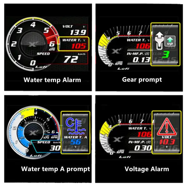 Newest LUFI XF OBD2 Plug Digital Hud Turbo Boost Oil Pressure Temperature Gauge Afr RPM Fuel Speed EXT Oil Meter Car