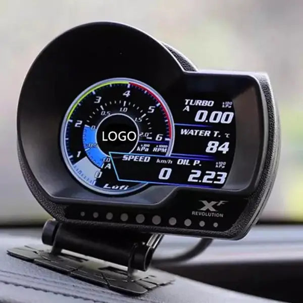 Newest LUFI XF OBD2 Plug Digital Hud Turbo Boost Oil Pressure Temperature Gauge Afr RPM Fuel Speed EXT Oil Meter Car