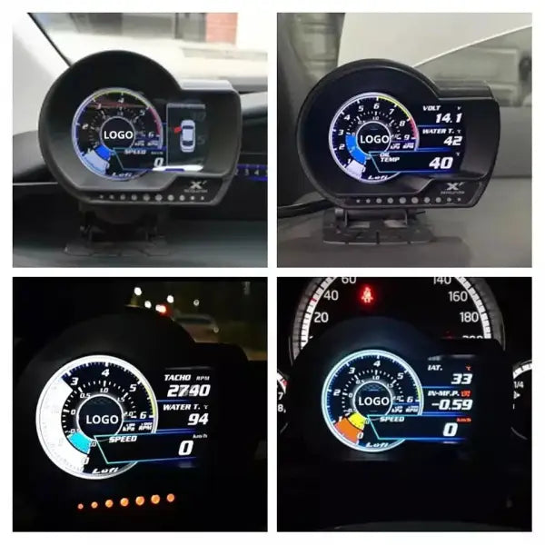 Newest LUFI XF OBD2 Plug Digital Hud Turbo Boost Oil Pressure Temperature Gauge Afr RPM Fuel Speed EXT Oil Meter Car