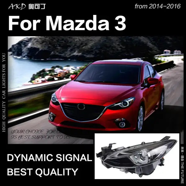 Mazda 3 Headlights 2014-2016 Mazda3 Axela LED Headlight LED DRL Hid Head Lamp Angel Eye Bi Xenon