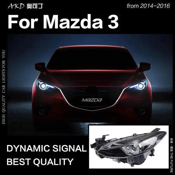 Mazda 3 Headlights 2014-2016 Mazda3 Axela LED Headlight LED DRL Hid Head Lamp Angel Eye Bi Xenon