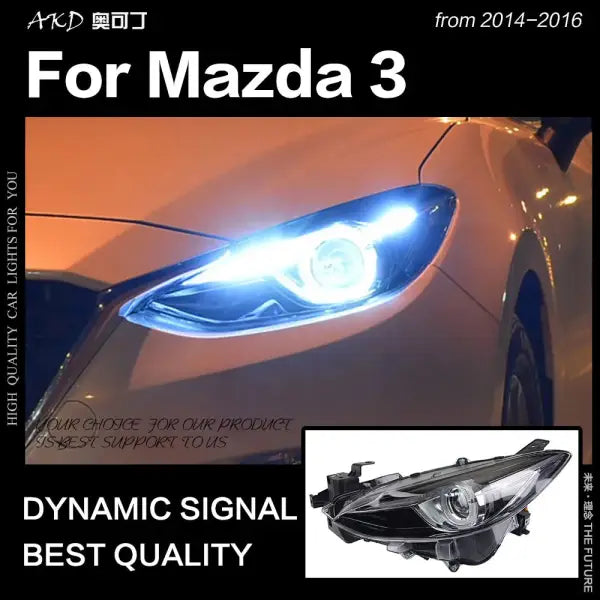 Mazda 3 Headlights 2014-2016 Mazda3 Axela LED Headlight LED DRL Hid Head Lamp Angel Eye Bi Xenon