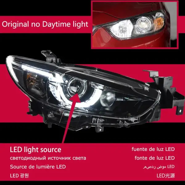 Mazda 6 Atenza LED Headlight 2013-2016 Mazda6 LED DRL Hid Head Lamp Angel Eye Bi Xenon