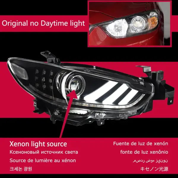 Mazda 6 Atenza LED Headlight 2013-2016 Mustang Design DRL Hid Head Lamp Bi Xenon Projector