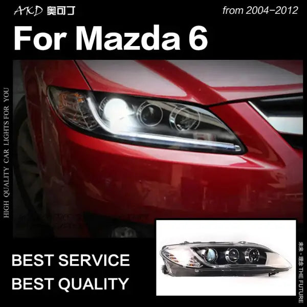 Mazda 6 Headlights 2004-2012 Mazda6 LED Headlight LED DRL Hid Head Lamp Angel Eye Bi Xenon