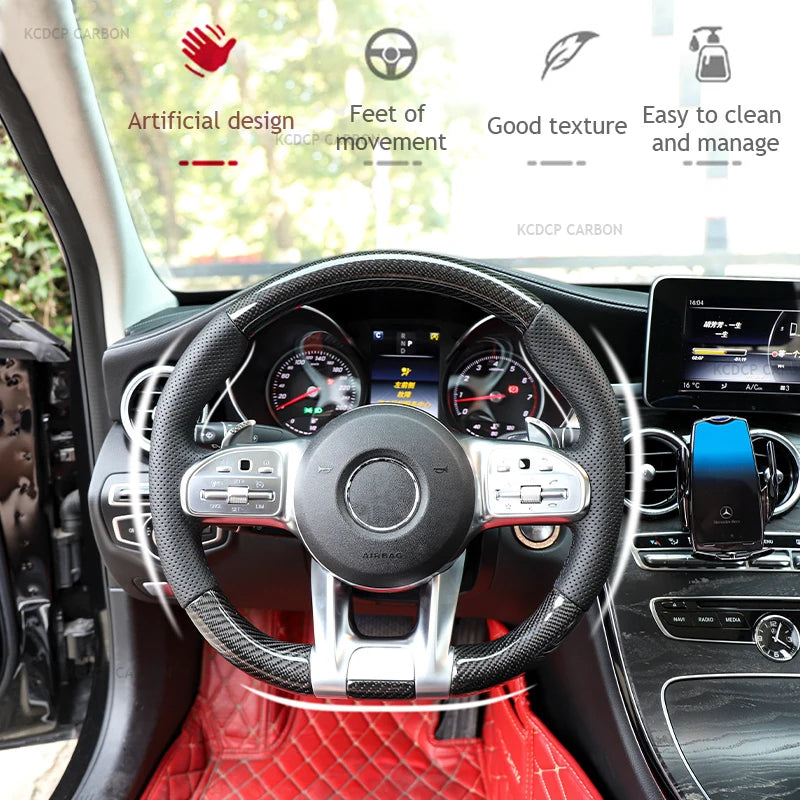 For Mercedes Benz AMG a B E GLA CLA GLC GLS GLE C Class W205 W213 W204 Old Model Upgrade New Model Carbon Fiber Steering Wheel