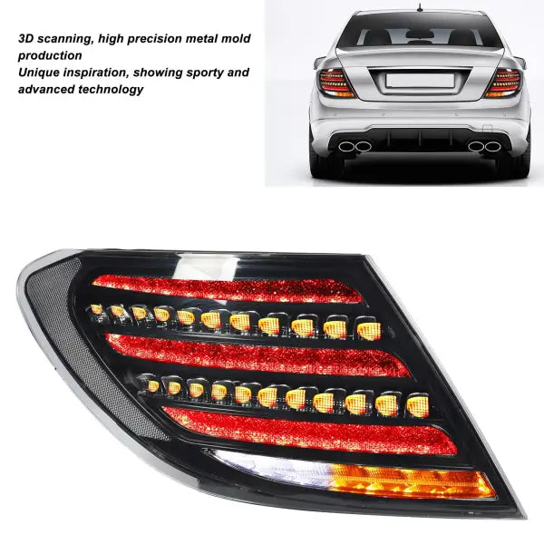 Car Fog Light Car Rear Brake Light Maybach LED Tail Light Rear Lamp Replacement for Benz C‑Class Sedan W204 2008 to 2014