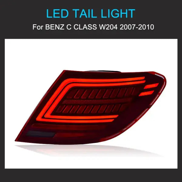 1 Pair LED Tail Light Assembly for Benz C Class W204 2007-2010 Taillight Plug and Play with LED Dynamic Turning Rear Tail Lights