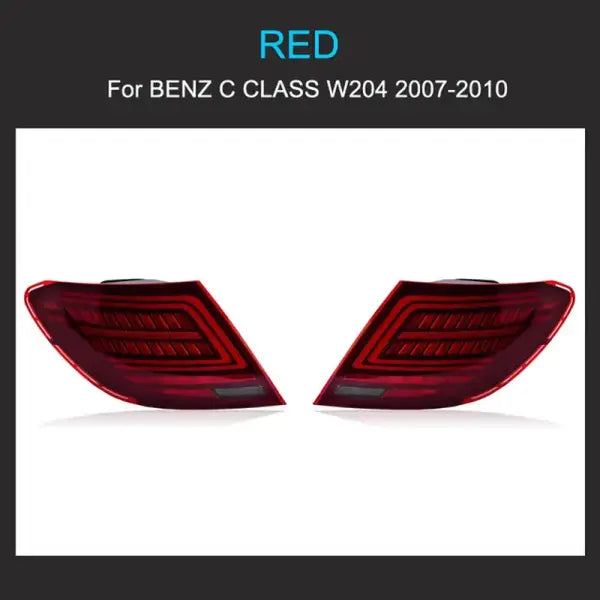 1 Pair LED Tail Light Assembly for Benz C Class W204 2007-2010 Taillight Plug and Play with LED Dynamic Turning Rear Tail Lights