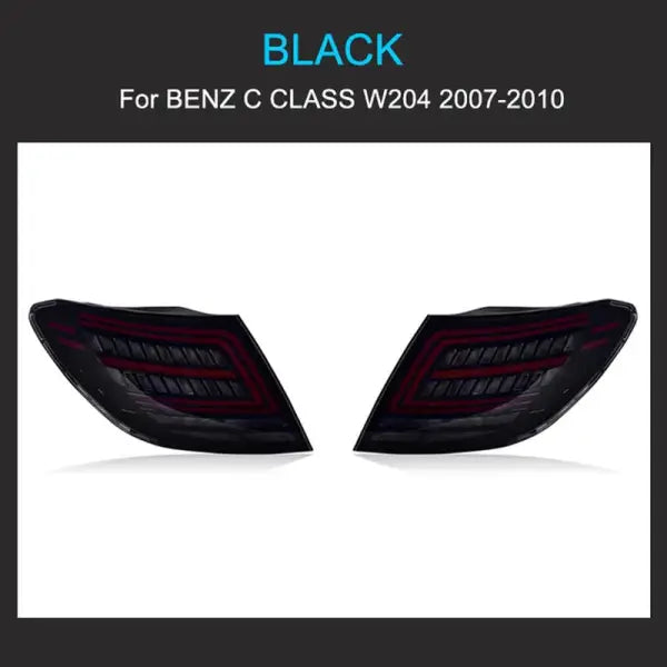 1 Pair LED Tail Light Assembly for Benz C Class W204 2007-2010 Taillight Plug and Play with LED Dynamic Turning Rear Tail Lights