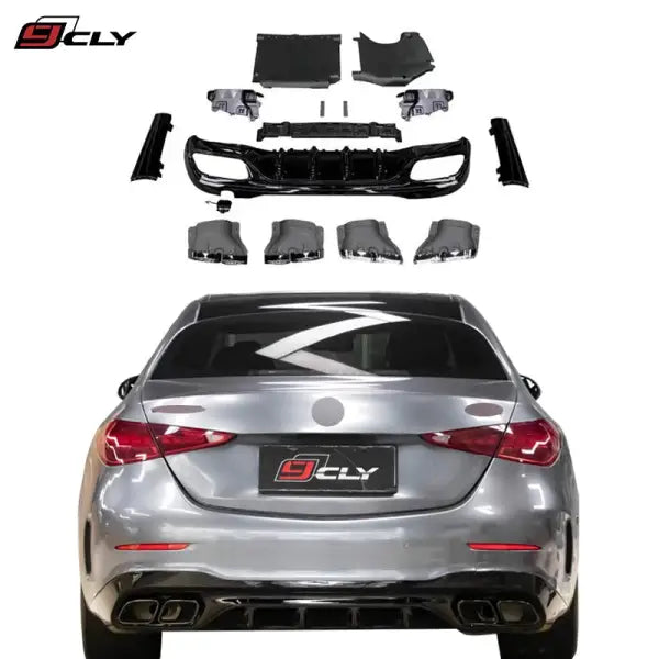 Car for Benz C-Class W206 Upgrade C63 AMG Diffuser and Exhaust Pipe 2022-2023