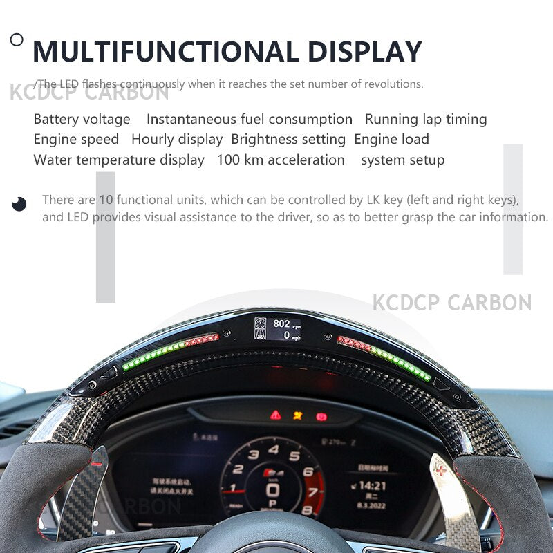 For Mitsubish-I LANCER EVO 9 10 Carbon Fiber LED Steering Wheel