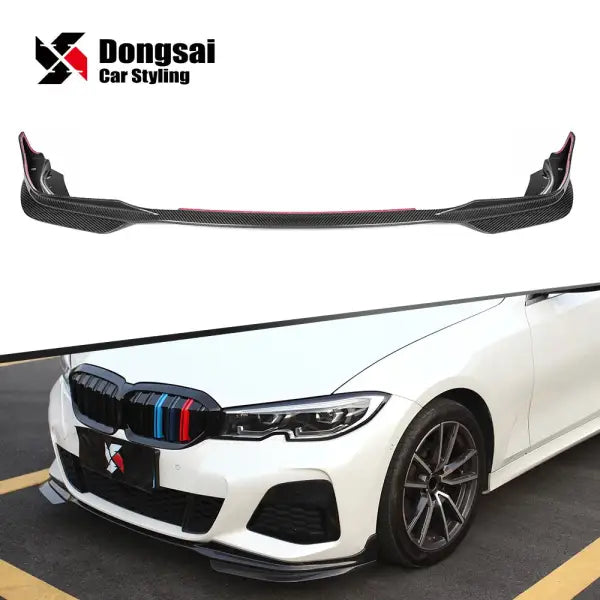 MP Style Dry Carbon Front Bumper Chin Lip Front Spoiler Rocker Winglet Splitter for BMW 3 Series G20 2020+