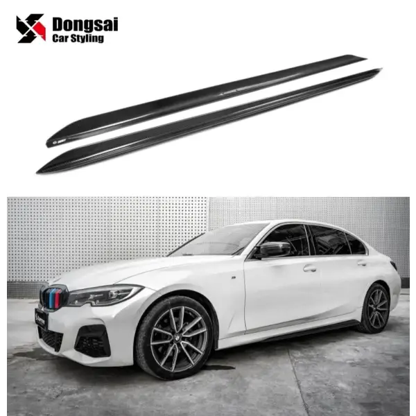 MP Style Dry Carbon Side Skirt for BMW 3 Series G20 G26 Gloss Black Dry Carbon Side Skirt 2020+