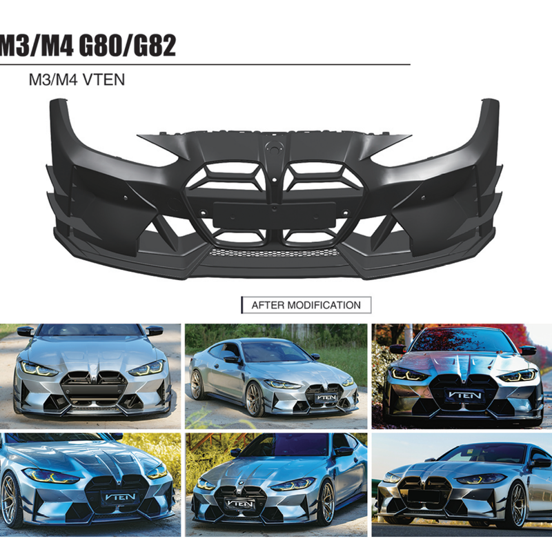 Car Craft Comptible With Bmw G80 G82 G83 M3 M4 2020+ Front Upgraded Facelift Bumper Real Dry Carbon Fiber Body Kit Grill Skirts Splitter Lip Trims Vten Style CC-9078