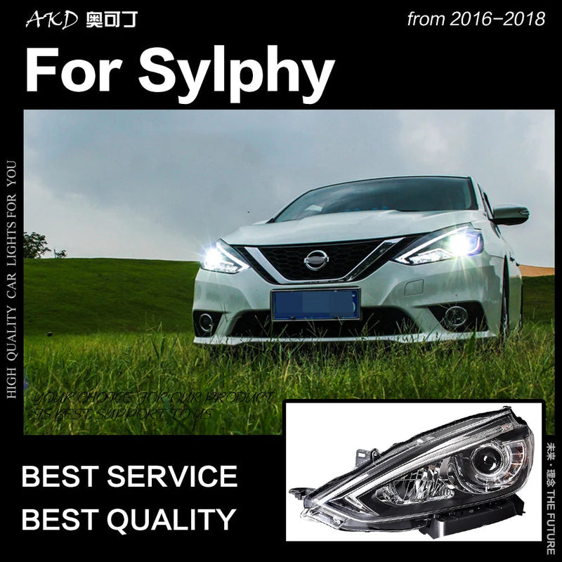 Nissan Sylphy Sentra LED Headlight 2016-2018 New Design DRL Hid Option Head Lamp Angel Eye Beam