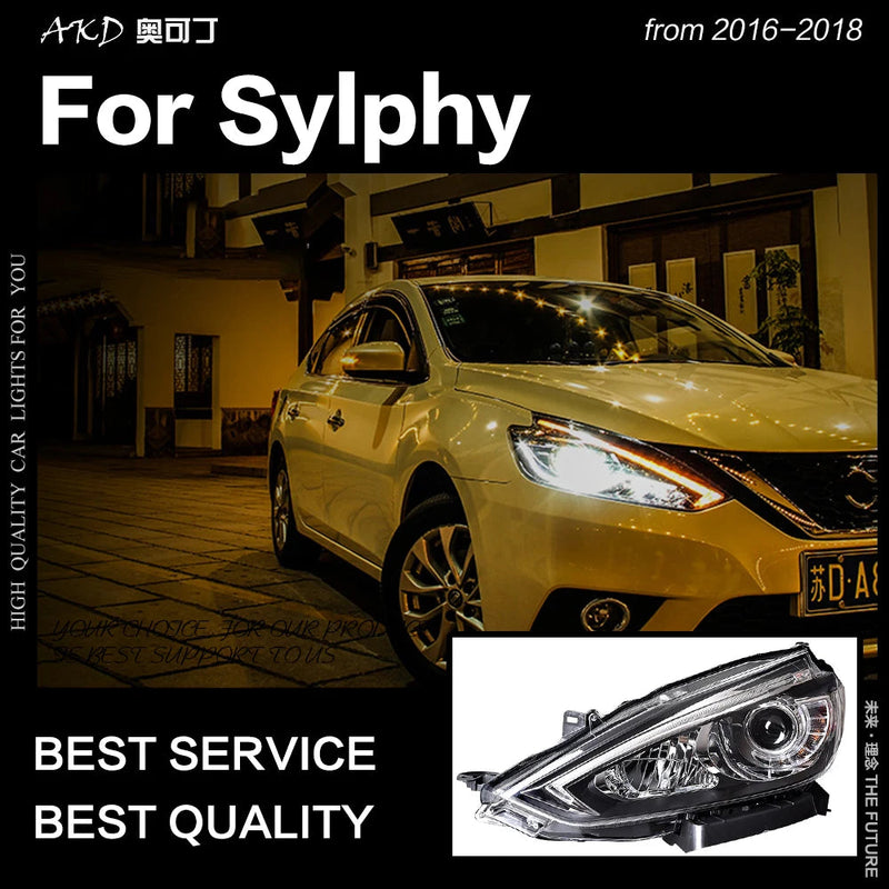 Nissan Sylphy Sentra LED Headlight 2016-2018 New Design DRL Hid Option Head Lamp Angel Eye Beam