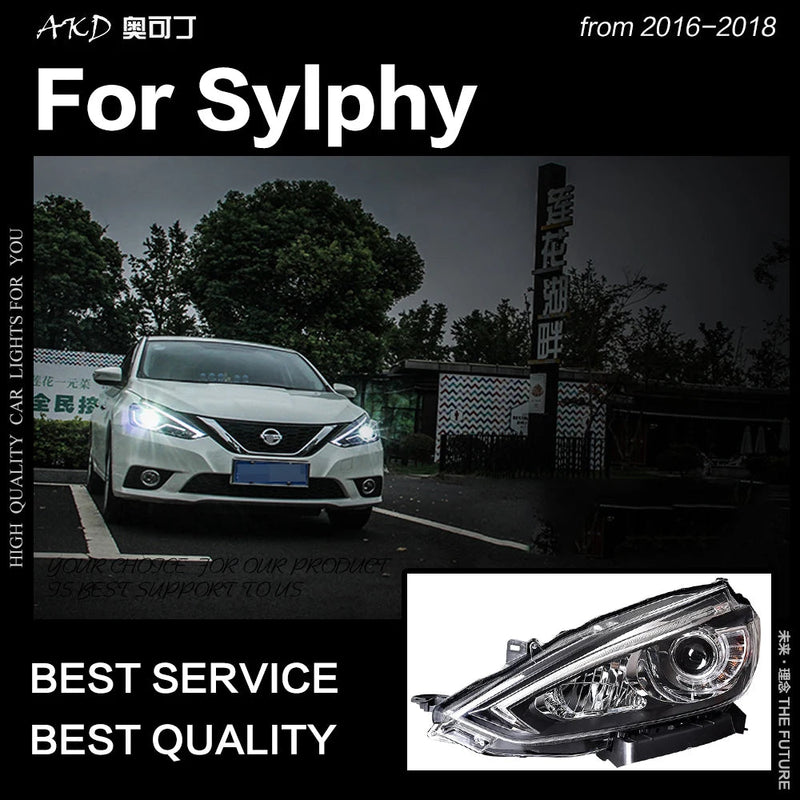 Nissan Sylphy Sentra LED Headlight 2016-2018 New Design DRL Hid Option Head Lamp Angel Eye Beam