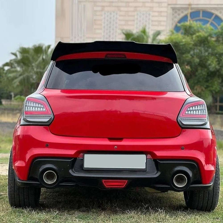 Car Craft Compatible With Maruti Suzuki Swift 2018-2024 Rear Trunk Wing Boot Spoiler Lip Splitter Skirt Ar-szk-013 Batman Style Ar-szk-013 Glossy Black - CAR CRAFT INDIA
