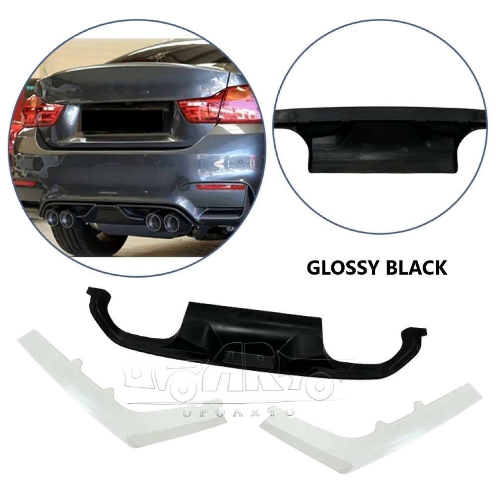Car Craft Compatible With Bmw 3 Series F80 F82 M3 M4 2012-2018 Rear Bumper After Lip Splitter Skirts Diffuser Ak Style Ar-bm-0179 Glossy Black - CAR CRAFT INDIA