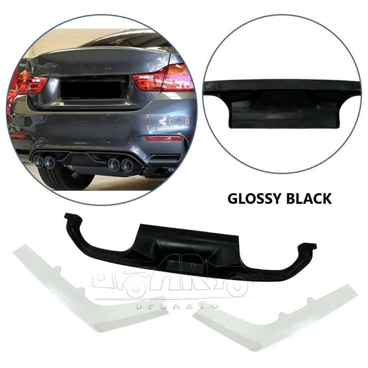 Car Craft Compatible With Bmw 3 Series F80 F82 M3 M4 2012-2018 Rear Bumper After Lip Splitter Skirts Diffuser Ak Style Ar-bm-0179 Glossy Black - CAR CRAFT INDIA