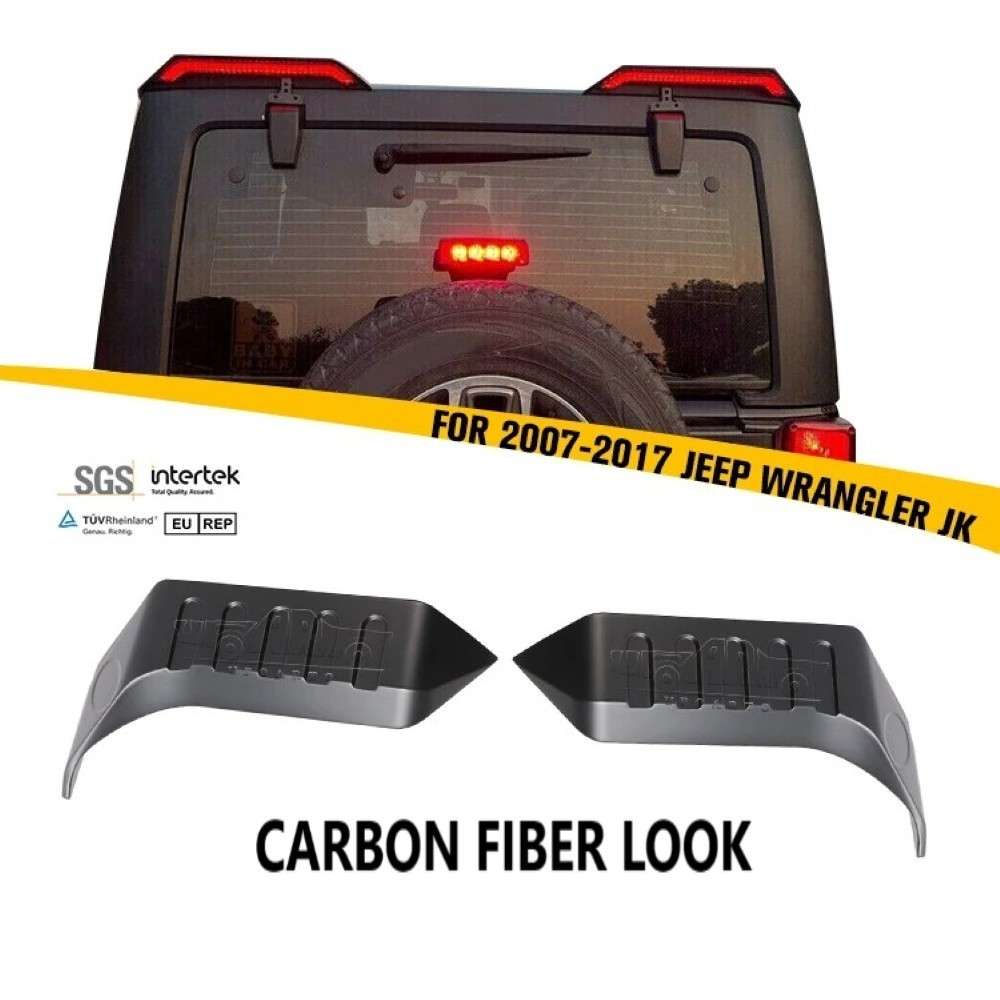 Car Craft Compatible With Jeep Wrangler 2007-2017 Rear Trunk Wing Boot Roof Spoiler Lip Splitter Skirt Led Ar-jeep-006 Cf Carbon Fiber Look - CAR CRAFT INDIA