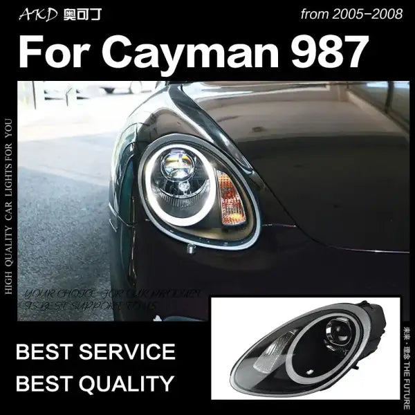 Porsche Cayman 987 Headlights 2005-2008 Boxter LED Headlight DRL High Low Beam Xenon Head Lamp