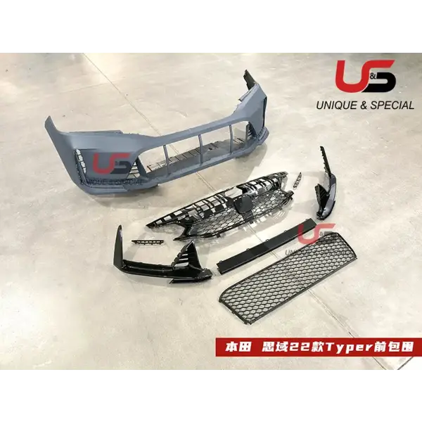 PP Plastic Car Bumper GEN 11 Car Grills Spoiler 2022 for Honda Civic Sedan Grille Type R Front Bumper TR Grille