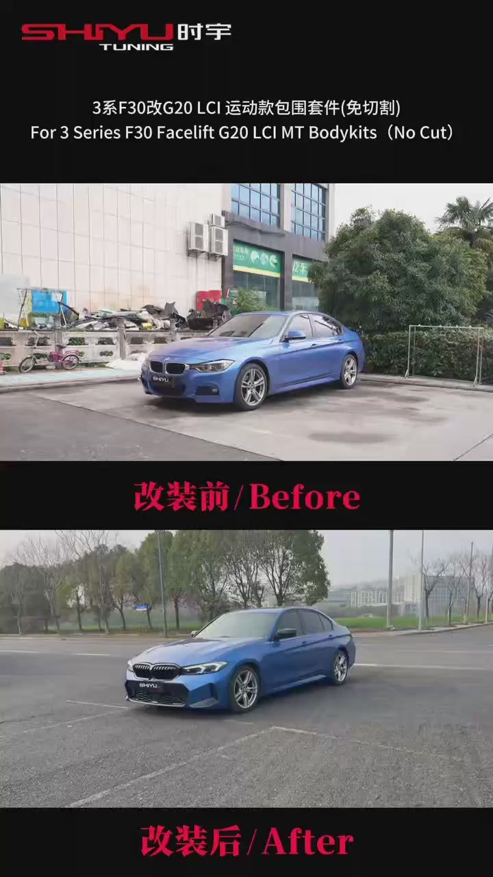 Car Craft Compatible With Bmw 3 Series F30 2012-2018 Upgrade Facelift Convert To G20 G28 2023 Lci Style Bodykit Rear Bumper Trunk Taillight Exhaust Pipe Tip Non Cut Version CC-10117