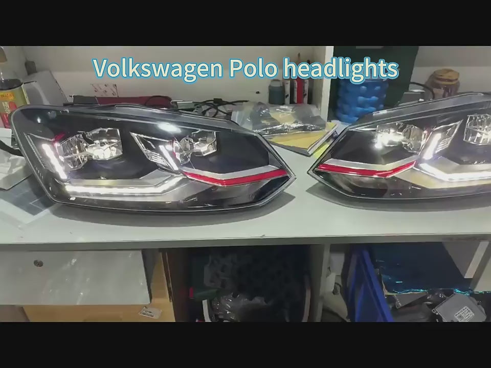 Volkswagen 2011-2023 Polo Vento Gti Style Headlights Red Line Polo Led Headlights OEM USED without module and blaster