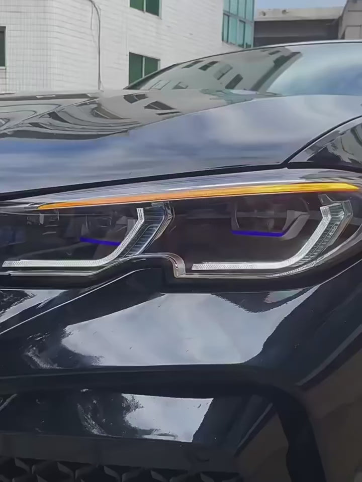Car Craft Compatible With Bmw 3 Series G20 2019-2022 Car Front Upgraded Head Light Lamp Xenon Headlight Retrofit Upgrade Modified Led Drl Hid Laser Style With Yelllow Drl