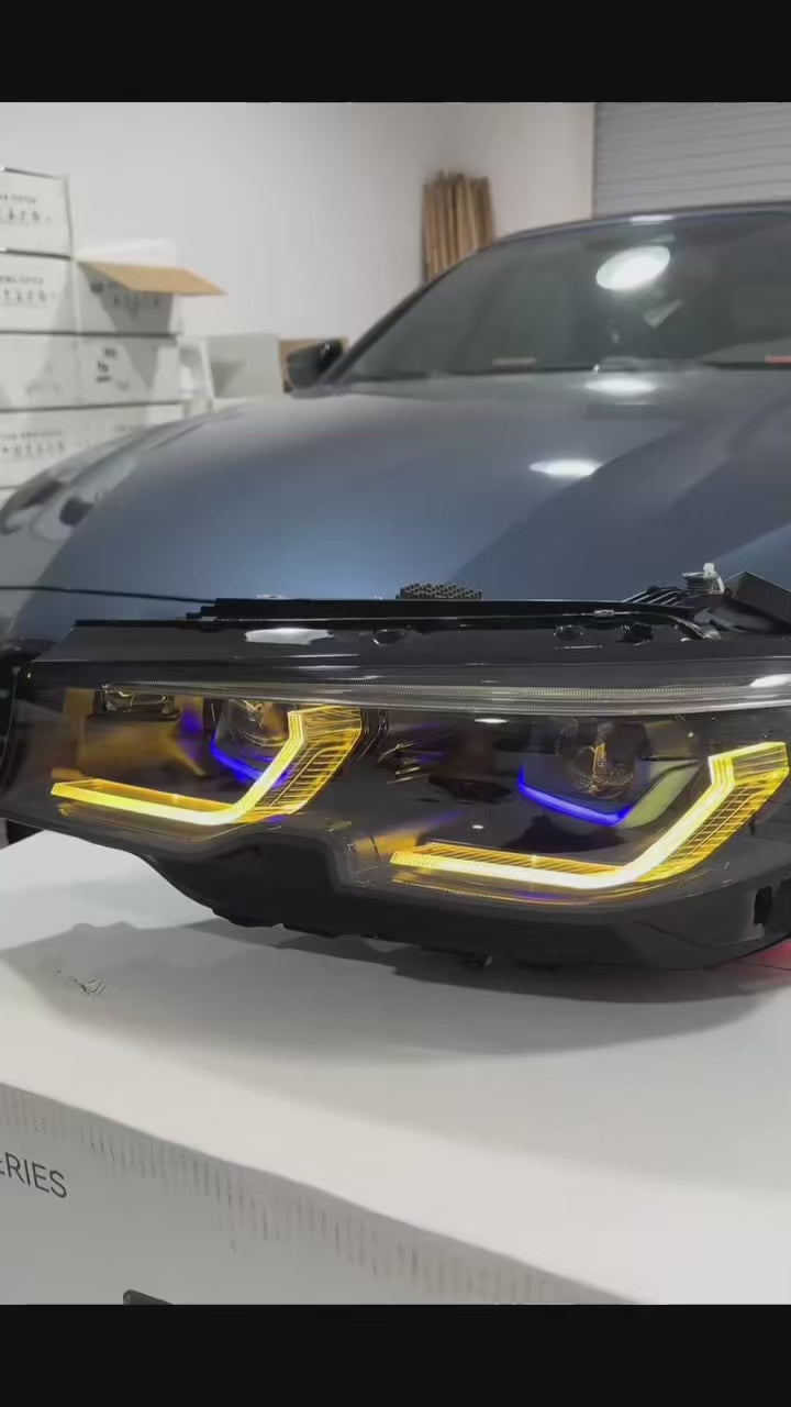 Car Craft Compatible With Bmw 3 Series G20 2019-2022 Car Front Upgraded Head Light Lamp Xenon Headlight Retrofit Upgrade Modified Led Drl Hid Laser Style With Yelllow Drl
