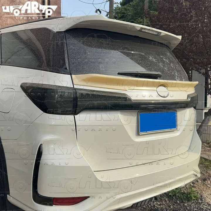 Car Craft Compatible With Toyota Fortuner 2016-2024 Rear Trunk Wing Boot Mid Spoiler Lip Splitter Skirt Ar-toyota-0157 Cf Carbon Fiber Look