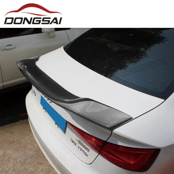 R Style Carbon Fiber Rear Trunk Lip Tail Wing Ducktail Spoiler for Audi A3 S3 RS3 8V 2013-2019