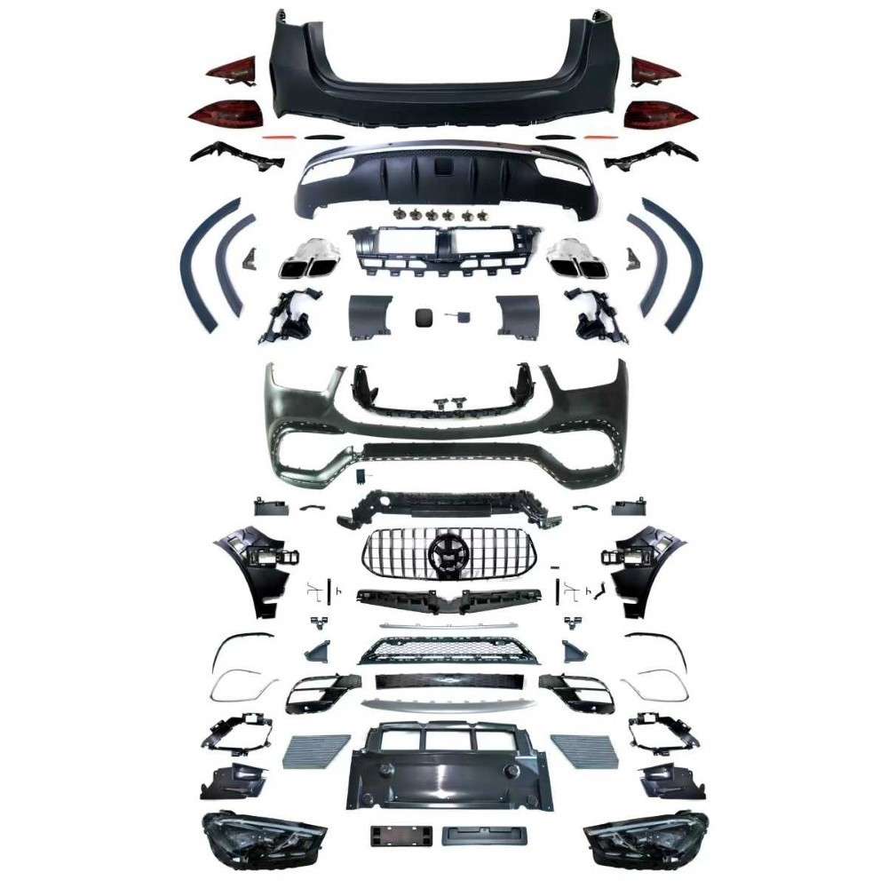 Car Craft Compatible With Mercedes Benz Gle W167 2020-2023 Upgrade Facelift Covert To 2023+ Gle63 Lci Amg Bodykit Bumper Grill Diffuser Headlight Taillight Hood Fender After Lip 1:1 - CAR CRAFT INDIA