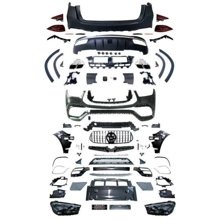 Car Craft Compatible With Mercedes Benz Gle W167 2020-2023 Upgrade Facelift Covert To 2023+ Gle63 Lci Amg Bodykit Bumper Grill Diffuser Headlight Taillight Hood Fender After Lip 1:1 - CAR CRAFT INDIA