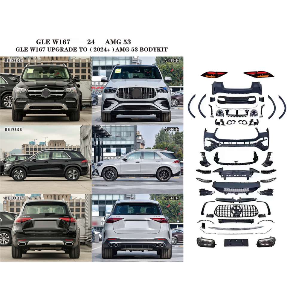 Car Craft Compatible With Mercedes Benz Gle W167 2020-2023 Upgrade Facelift Covert To 2023+ Gle53 Lci Amg Bodykit Bumper Grill Diffuser Headlight Taillight Hood Fender After Lip 1:1 - CAR CRAFT INDIA