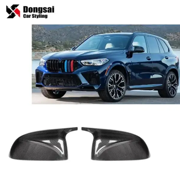 REAL Carbon Fiber Side Door Rear View Compatible with Bmw