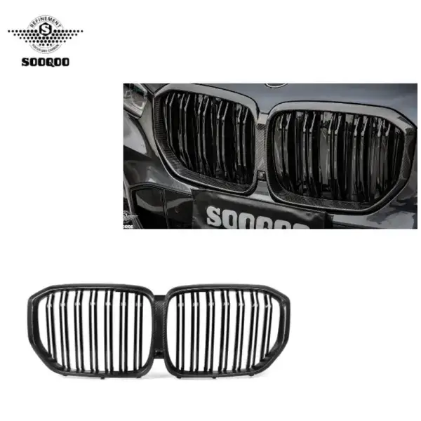 Real Dry Carbon Fiber Double Slat Carbon Black Front Grill