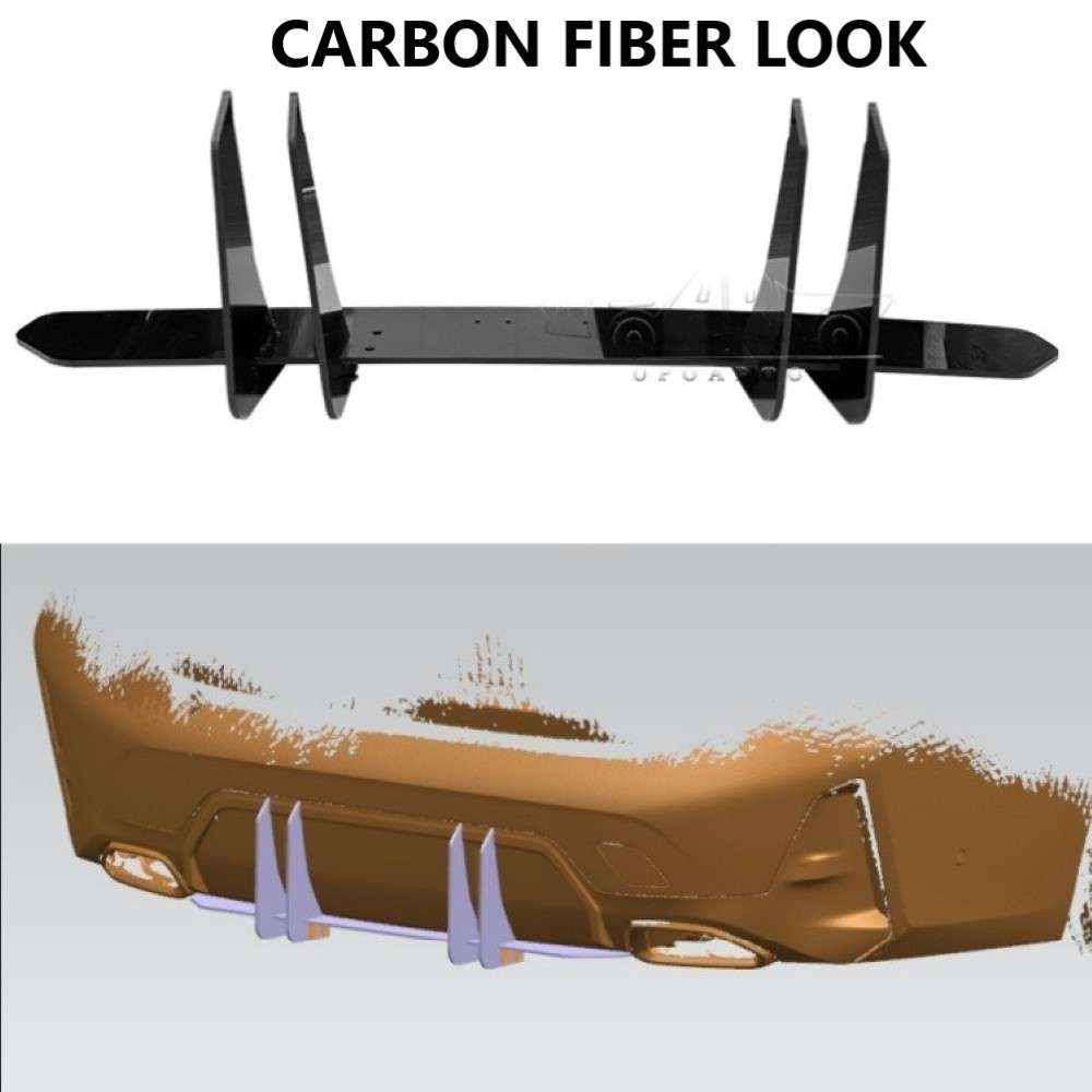 Car Craft Compatible With Bmw 3 Series G20 Lci 2023+ Rear Bumper After Lip Splitter Skirts Diffuser Blade Style Ar-bm-0278 Cf Carbon Fiber Look - CAR CRAFT INDIA