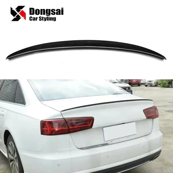 S6 Style Carbon Fiber Rear Trunk Boot Lip Tail Wing Spoiler Ducktail for Audi A6 RS6 C7 2013-2016