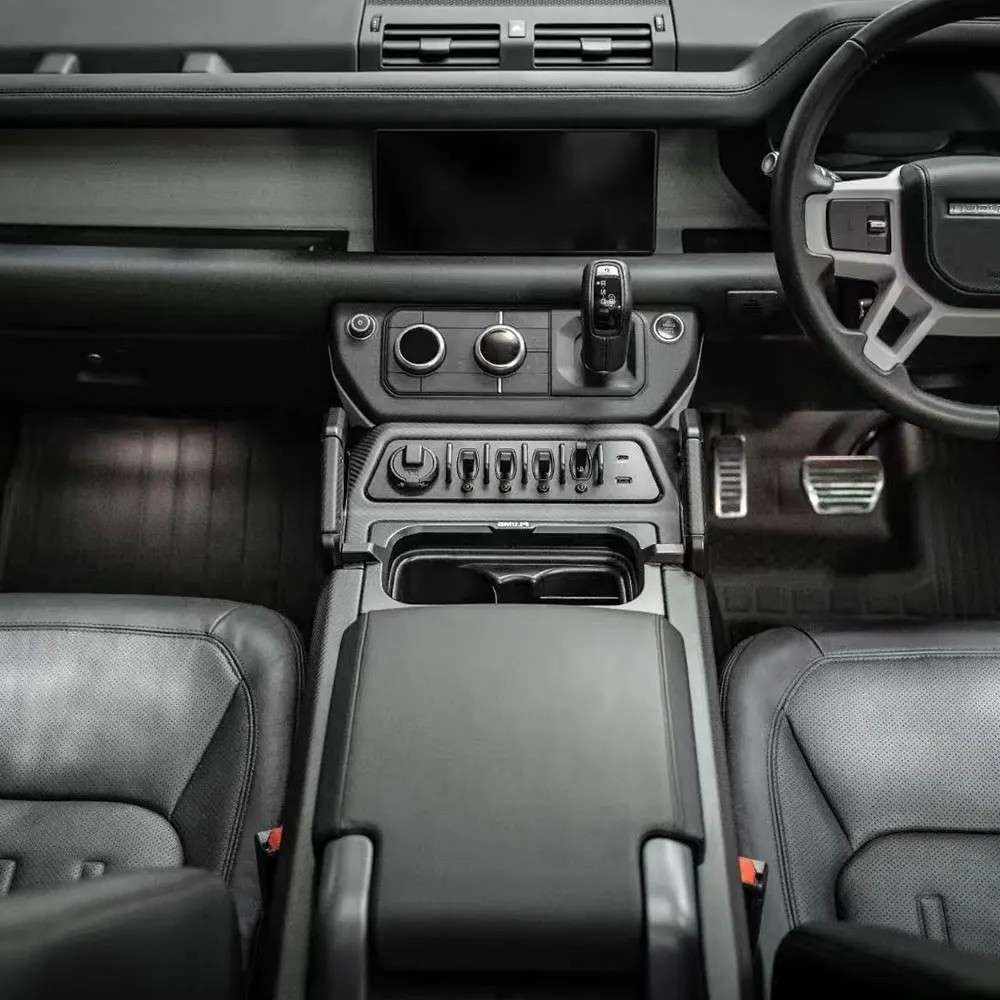Car Craft Compatible With Range Land Rover Defender 2020-2025 Plumb M-one Central Control System 4 Way Light Switch Central Control Carbon Fiber Armrest Refit Plumb-008 - CAR CRAFT INDIA