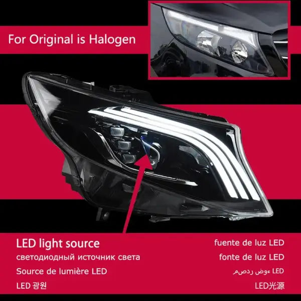 Car Styling Head Lamp for Benz Vito Headlights 2015-2020 V-Class V250 LED Headlight LED Projector Lens DRL