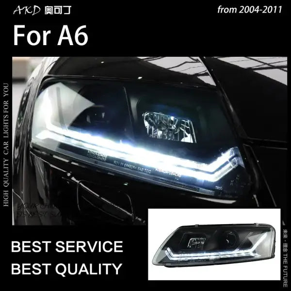 Car Styling Head Lamp for A6 Headlights 2004-2011 A6 LED Headlight C5 C6 Turn Signal DRL Bi Xenon Projector