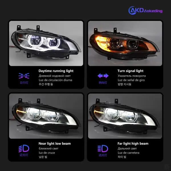 Car Styling Head Lamp for BMW X6 Headlights 2007-2013 E71 LED Headlight Projector Angeleye DRL Signal Automotive