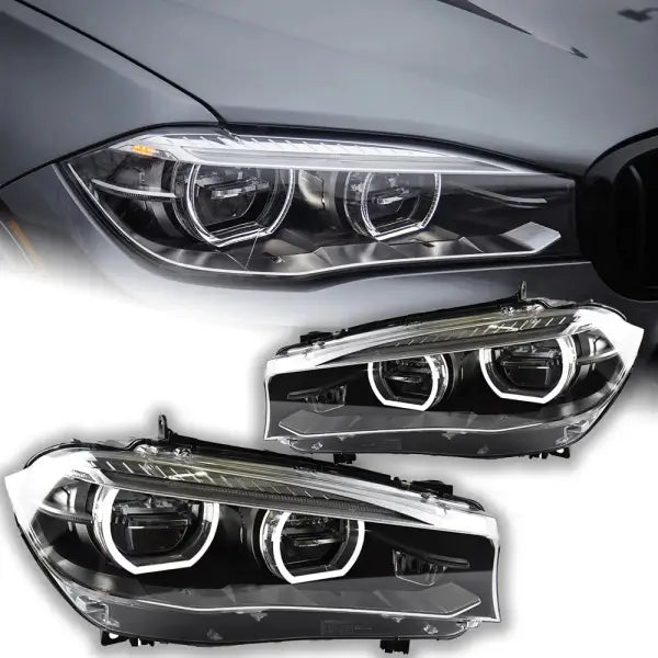 Car Styling Head Lamp for BMW X5 F15 Headlights 2014-2018 X6 Angel Eye Headlight LED DRL Signal Lamp Automotive